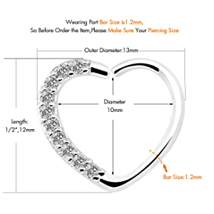 oufer heart shape daith helix earring piercings