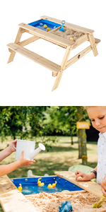 Sandpit;Junior;Children;Kids;Sand;Water;Play;Outdoor;Wooden;Toy