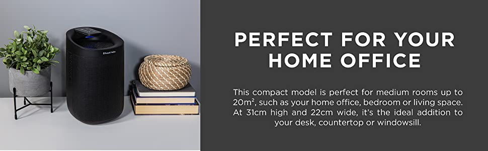 Russell Hobbs black dehumidifier with HEPA filtration perfect for home office