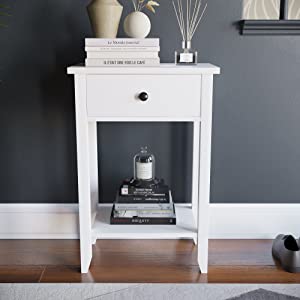 Whtie Console Table Living Room Hall Way Telephone Table Stylish Modern One Drawer with Shelf Bottom