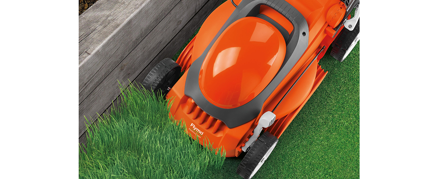 Designed to allow cutting close along borders and flowerbeds - meaning less trimming required.