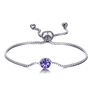 Philip Jones February (Amethyst) Birthstone Bracelet Created with Austrian Crystals