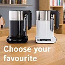 Choose your favourite - image shows a black and a white kettle