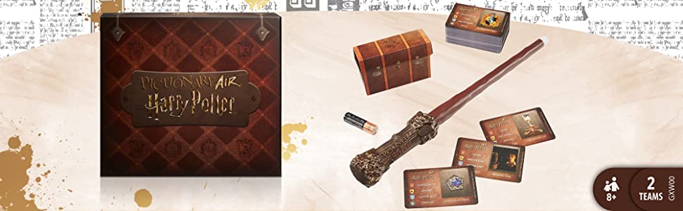 PICTIONARY AIR HARRY POTTER Family Drawing Game, Wand Pen, 112 Double-Sided Clue Cards