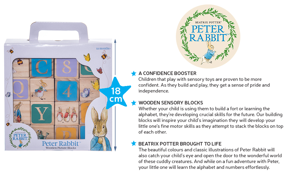 peter rabbit wooden building blocks for toddlers and babies unisex
