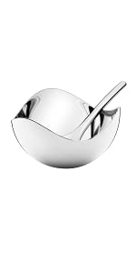 Georg Jensen Bloom Salt Cellar with Spoon by Helle Damkjær