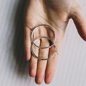 Silver 40mm Hoop Earrings