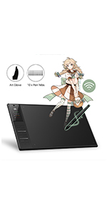 HUION Giano WH1409 V2 Tilt Function Wireless Graphics Drawing Pen Tablet