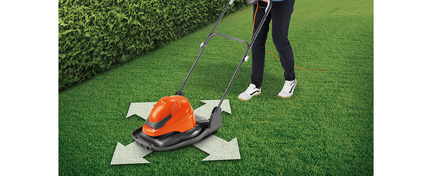easy to manoeuvre, floating on a cushion of air whilst cutting the grass