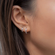 silver cubic zirconia hoops