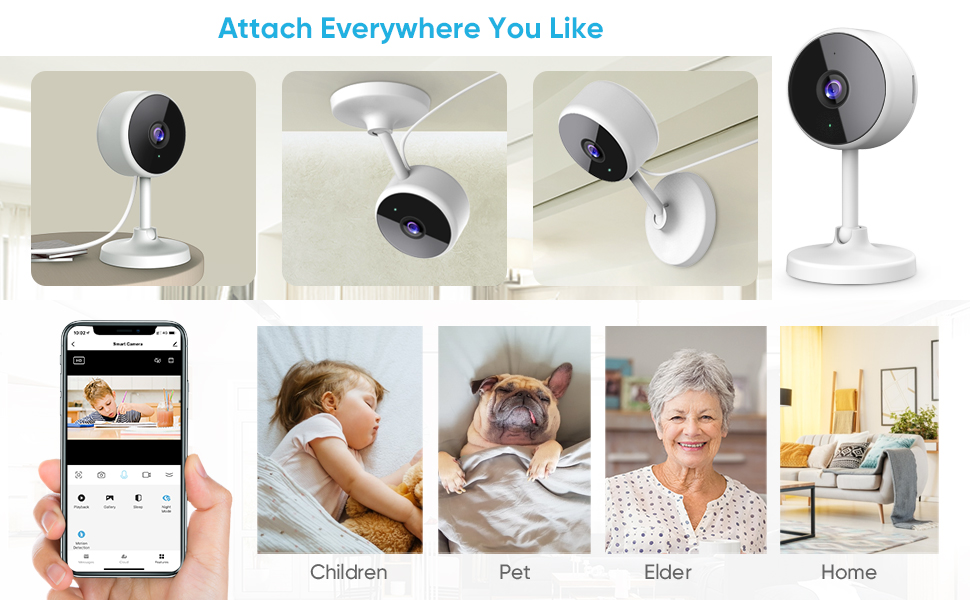 this pet camera with phone app is easy to set up, you can attach it everywhere you like.