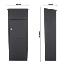 Holes front parcel mailbox parcel box dimensions safe rottner parcel mailbox