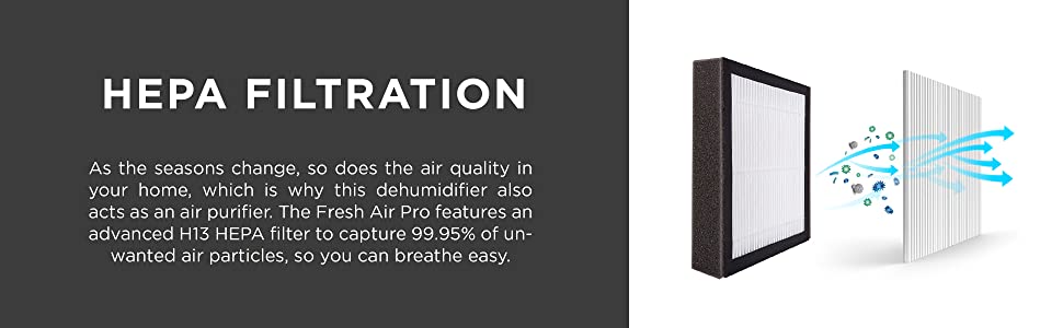 Russell Hobbs black dehumidifier with HEPA filtration