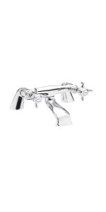 bath, filler, mixer, tap, chrome, brass, crosshead, handle, traditional, bathroom,