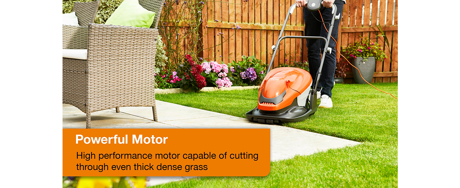 Powerful Motor, high performance motor capable of cutting through even thick dense grass