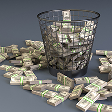 Money in the trash