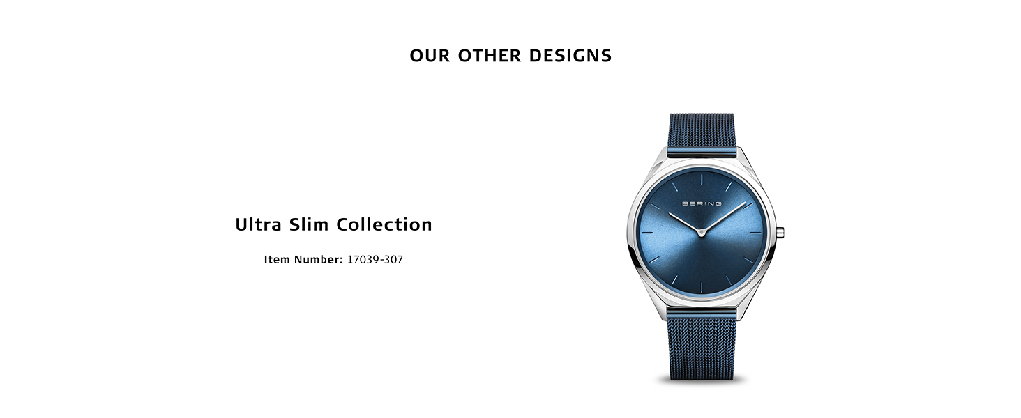 Bering Men's Women's Watch Strap Quartz Sapphire Glass Watch Slim Unisex Behring Skagen Ceramic