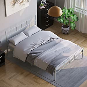 Vida Designs Dorset Double Bed, Silver