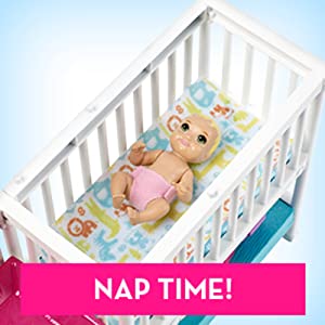 Barbie GFL38 Skipper Babysitters Inc. Nap ‘N’ Nurture Nursery Playset with Dolls, Furniture 