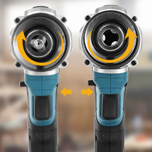  Rotate back and forth to tighten and loosen the bits