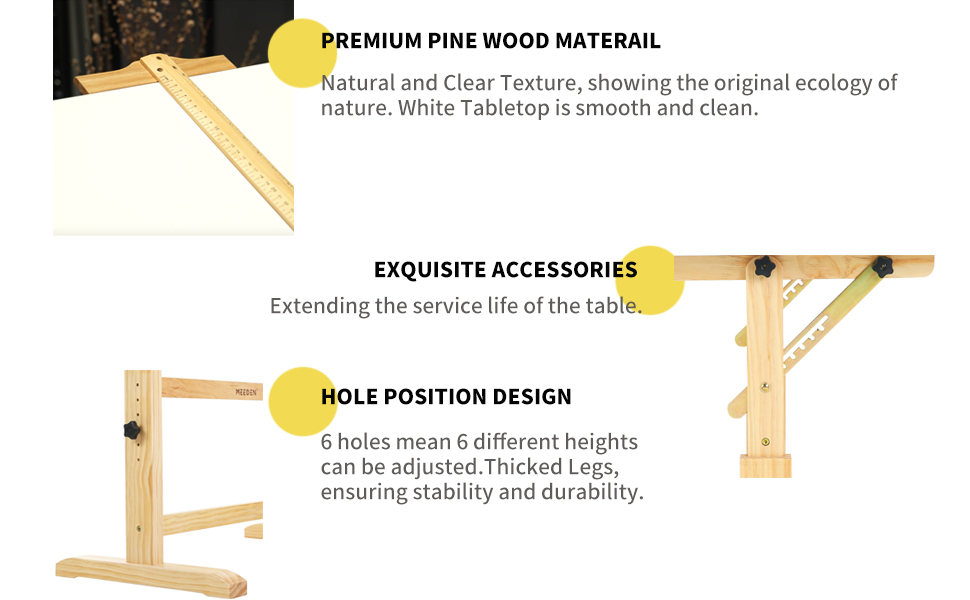 MEEDEN White Board Wood Drafting Table