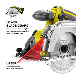 Cordless Circular Saw,DEWINNER 165mm 4300RPM