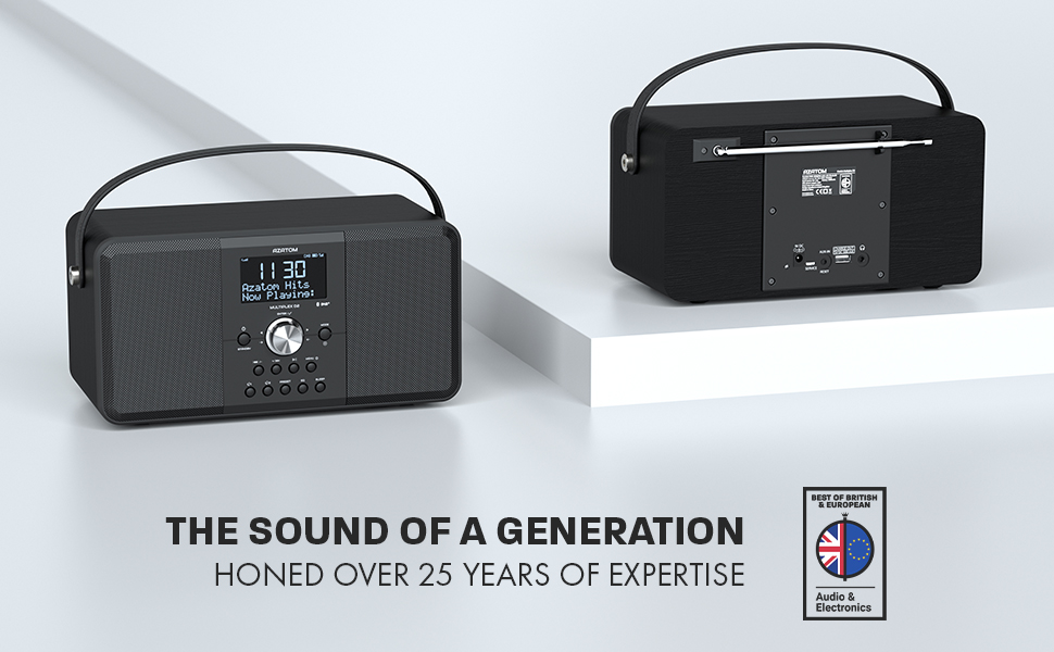 Azatom Multiplex D2 Digital DAB FM Radio with Bluetooth Built-in Battery Headphone Out USB Charging