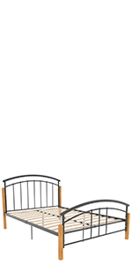 Vida Designs Venice Small Double Metal & Wood Bed, Black