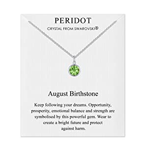 Philip Jones August (Peridot) Birthstone Necklace Created with Austrian Crystals