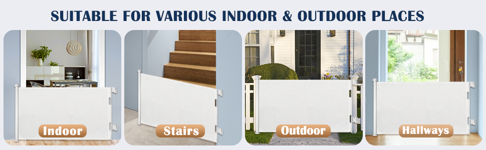 Retractable Safety Gate for stairs, hallways