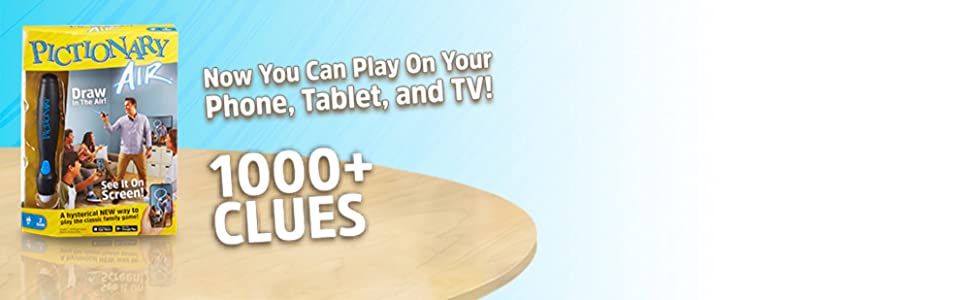 Pictionary Air Drawing Game, Family Game with Light-up Pen and Clue Cards, Links to Smart Devices