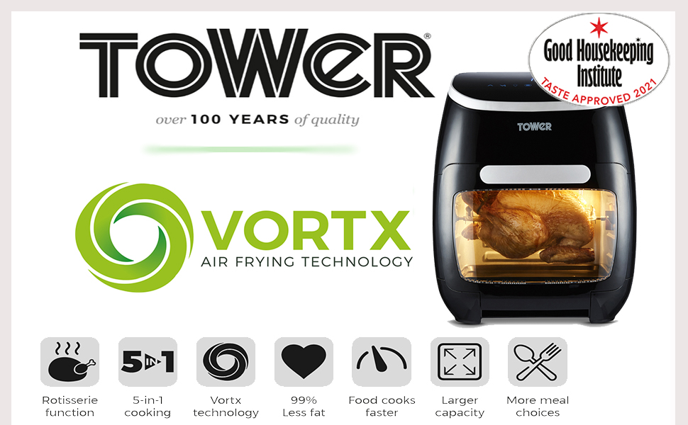 Tower Xpress Pro T17039 Vortx 5-in-1 Digital Air Fryer Oven With Rapid ...