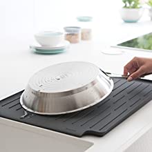 plastic mat; drying mat; drying tray; worktop tray; black tray; kitchen drying rack