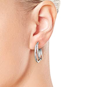 Double Hoop Earrings with Crystals from Swarovski