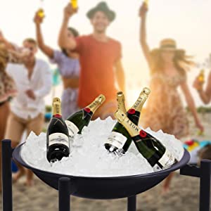 Fire Pit Fire Bowl with Grill Rack and Poker Portable Garden Outdoor Patio for BBQ Camping Picnic