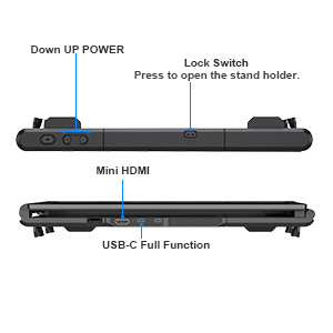 down up power lock switch Mini HDMI USB C port portable monitor