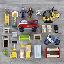 KidKraft Everyday Heroes Wooden Playset, Kids Wooden Playset, Boy playing with playset