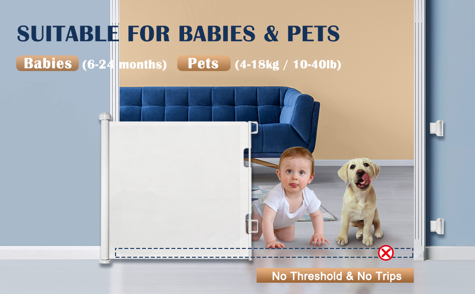 Retractable Safety Gate for babies and pets