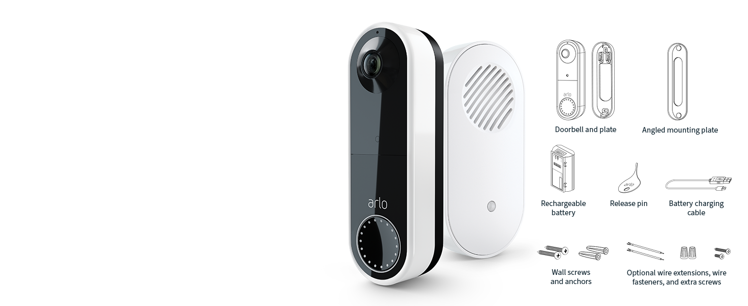 Wireless Video Doorbell Camera ring smart home 1080p HDR battery powered 180 degree colour night