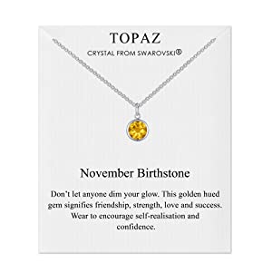 Philip Jones November (Topaz) Birthstone Necklace Created with Austrian Crystals
