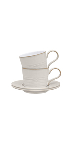 Denby Natural Canvas 4 Piece Tectured Teacup and Saucer Set