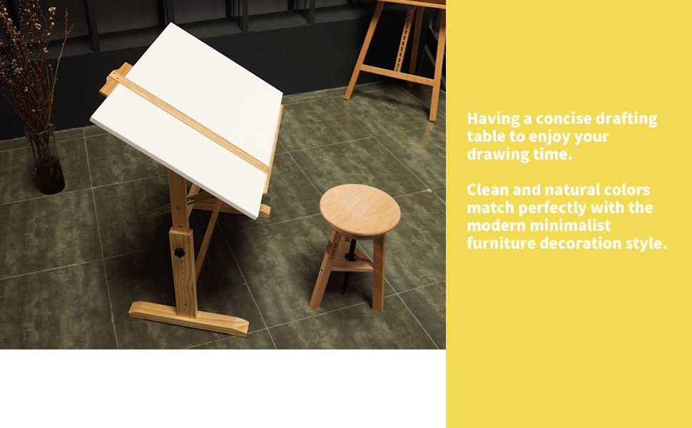 MEEDEN White Board Wood Drafting Table