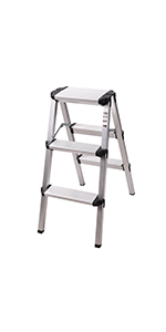 step ladders 3 step lightweight heavy duty handrail handle 150kg tread collapsible light weight