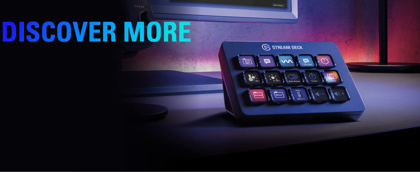 elgato stream deck, customisable LCD keys, control apps, plugins, faceplates, macro keys