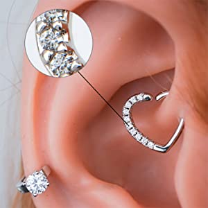 oufer heart shape daith helix earring piercings