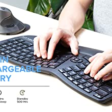 Delux Wireless Ergonomic Keyboard, Vertical Keyboard with LightDelux Wireless Ergonomic l 