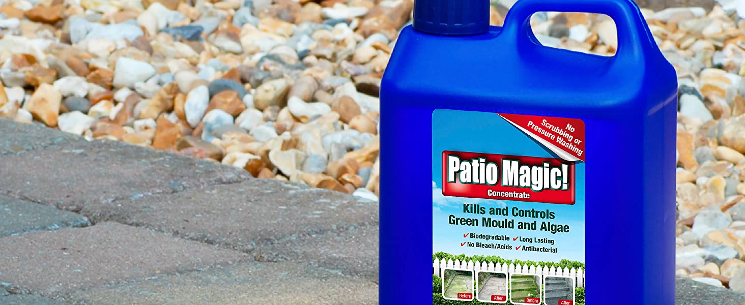 Patio Magic! won’t stain your patio or driveway
