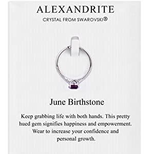 Philip Jones June (Alexandrite) Adjustable Birthstone Ring on Quote Card Austrian Crystals