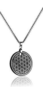 flower of life shungite pendant necklace emf protection crystal stone jewellery gift for her him