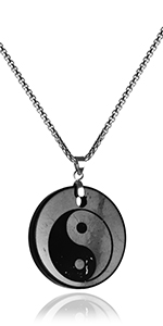 yin yan ying yang shungite necklace pendant healing crystal stone jewellery gift for her him elegant